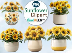 Free watercolor sunflower vase clipart