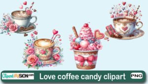 Free coffee cup clipart, love candy,